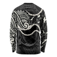 Aloha Hawaii Kalo Pikake Lei Long Sleeve Shirt Chest Tattoo Black Hawaiian Pattern LT14 - Polynesian Pride