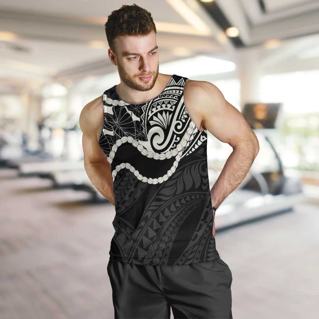 Aloha Hawaii Kalo Pikake Lei Men Tank Top Chest Tattoo Black Hawaiian Pattern LT14 Black - Polynesian Pride