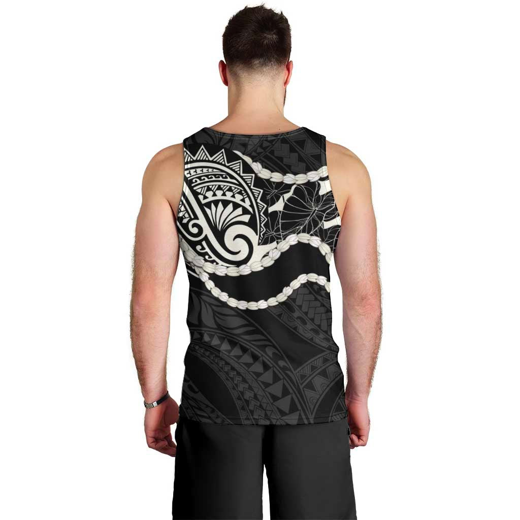 Aloha Hawaii Kalo Pikake Lei Men Tank Top Chest Tattoo Black Hawaiian Pattern