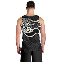Aloha Hawaii Kalo Pikake Lei Men Tank Top Chest Tattoo Black Hawaiian Pattern