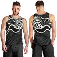Aloha Hawaii Kalo Pikake Lei Men Tank Top Chest Tattoo Black Hawaiian Pattern