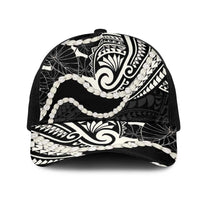 Aloha Hawaii Kalo Pikake Lei Mesh Trucker Cap Chest Tattoo Black Hawaiian Pattern LT14 One Size Black Black - Polynesian Pride