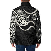 Aloha Hawaii Kalo Pikake Lei Padded Jacket Chest Tattoo Black Hawaiian Pattern LT14 - Polynesian Pride