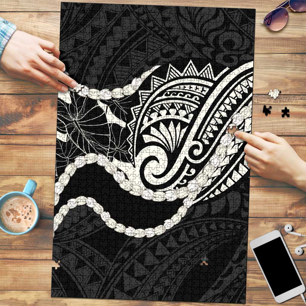 Aloha Hawaii Kalo Pikake Lei Puzzle Chest Tattoo Black Hawaiian Pattern LT14 Black - Polynesian Pride