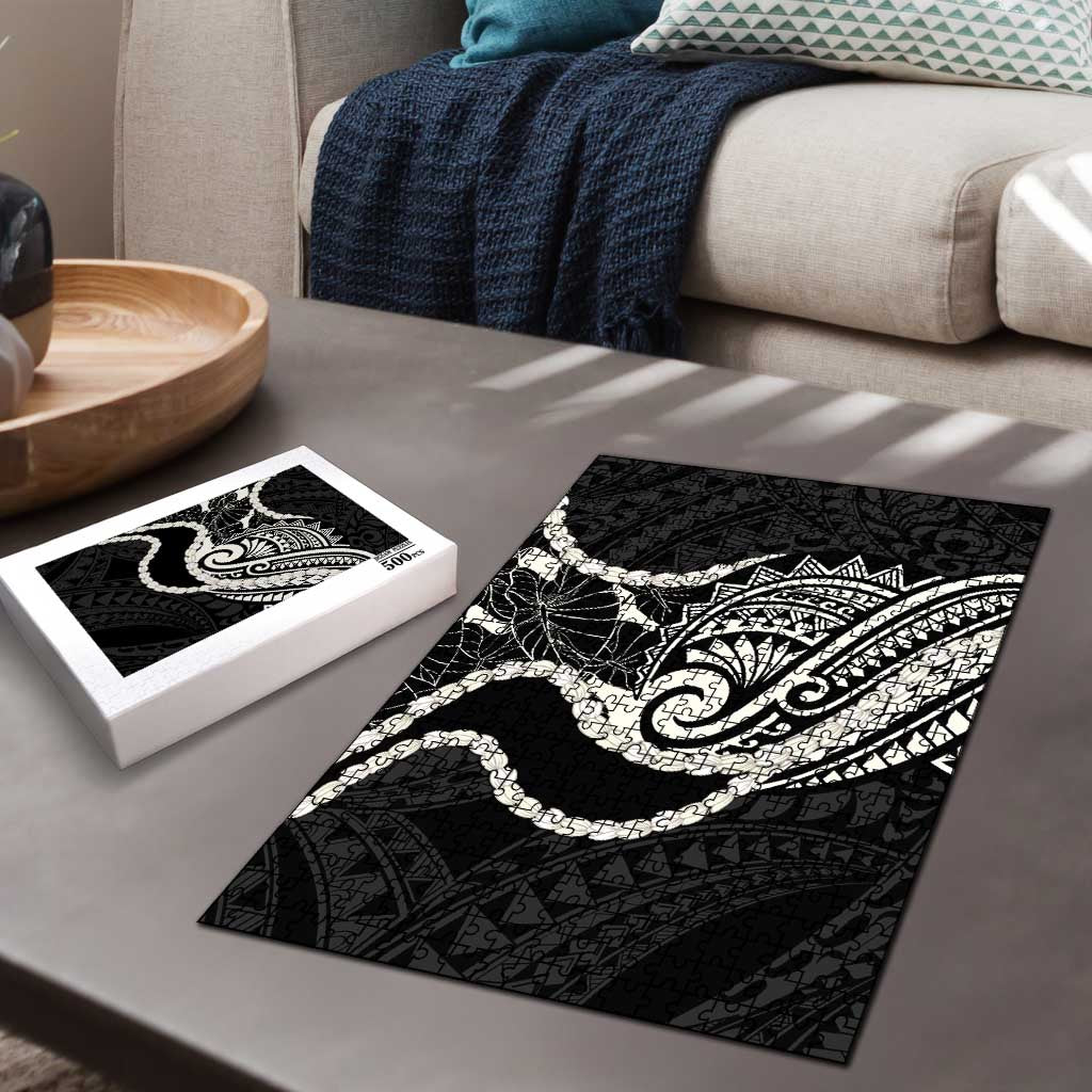Aloha Hawaii Kalo Pikake Lei Puzzle Chest Tattoo Black Hawaiian Pattern LT14 - Polynesian Pride