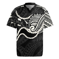 Aloha Hawaii Kalo Pikake Lei Rugby Jersey Chest Tattoo Black Hawaiian Pattern LT14 Black - Polynesian Pride