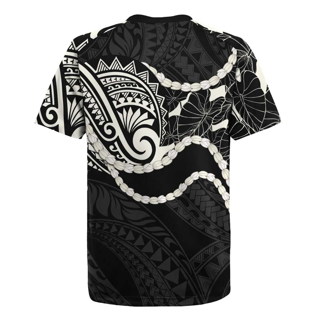 Aloha Hawaii Kalo Pikake Lei Rugby Jersey Chest Tattoo Black Hawaiian Pattern LT14 - Polynesian Pride