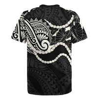 Aloha Hawaii Kalo Pikake Lei Rugby Jersey Chest Tattoo Black Hawaiian Pattern LT14 - Polynesian Pride