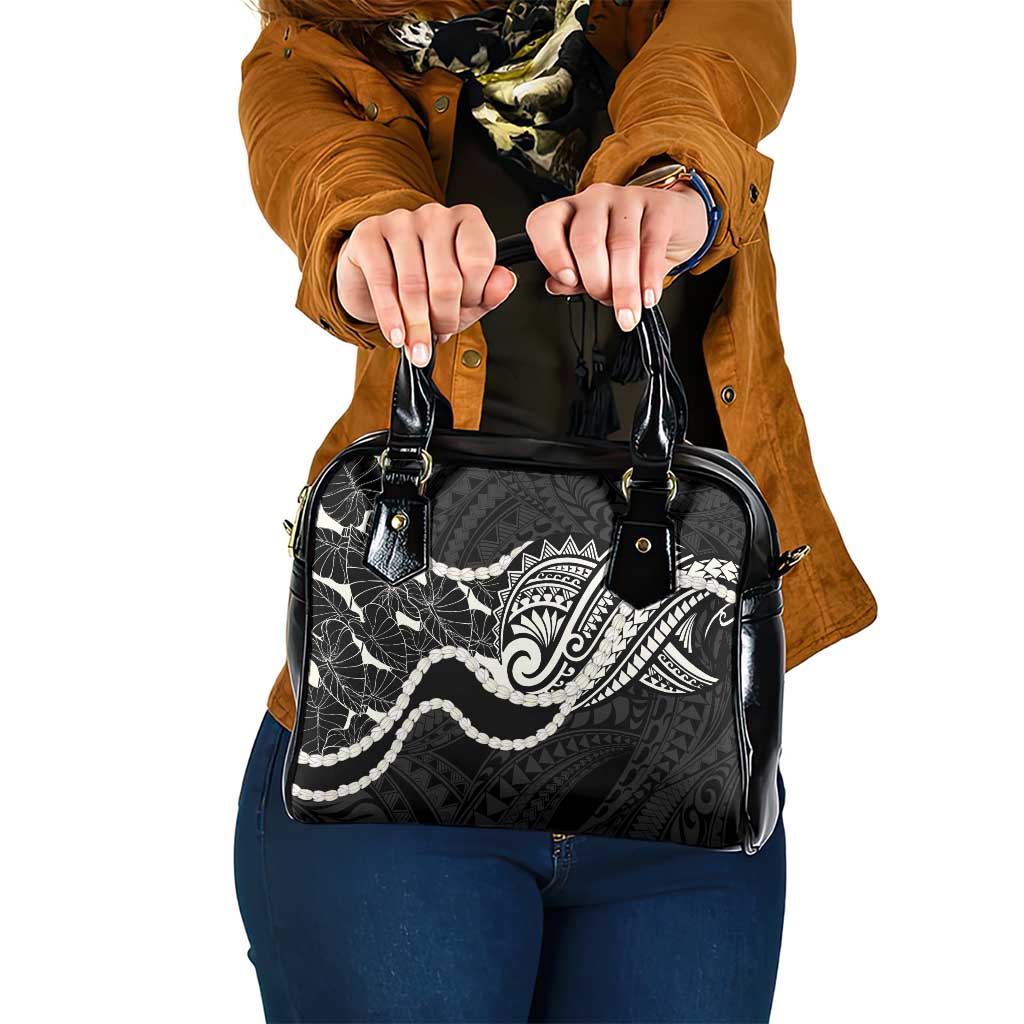 Aloha Hawaii Kalo Pikake Lei Shoulder Handbag Chest Tattoo Black Hawaiian Pattern LT14 One Size Black - Polynesian Pride