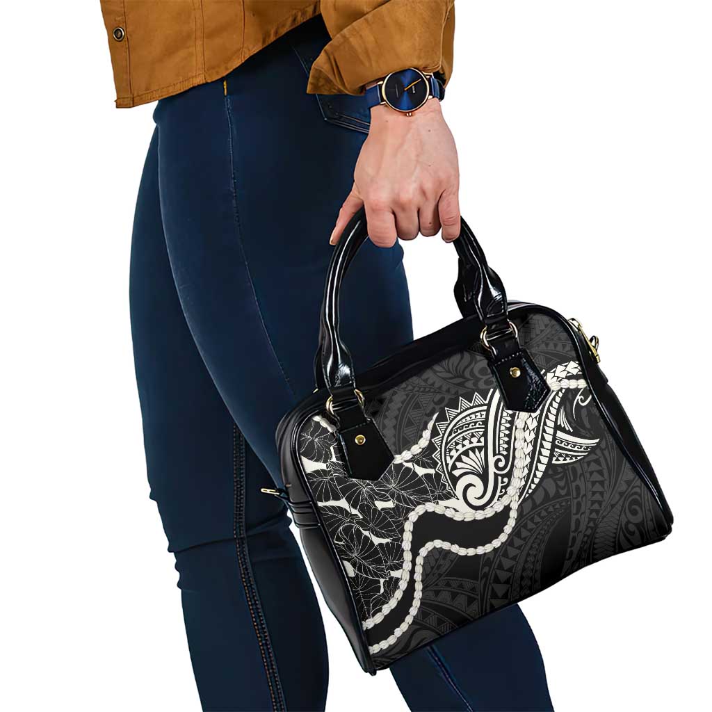 Aloha Hawaii Kalo Pikake Lei Shoulder Handbag Chest Tattoo Black Hawaiian Pattern LT14 - Polynesian Pride