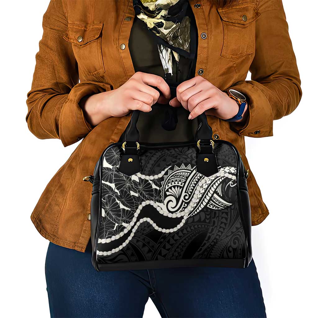 Aloha Hawaii Kalo Pikake Lei Shoulder Handbag Chest Tattoo Black Hawaiian Pattern LT14 - Polynesian Pride