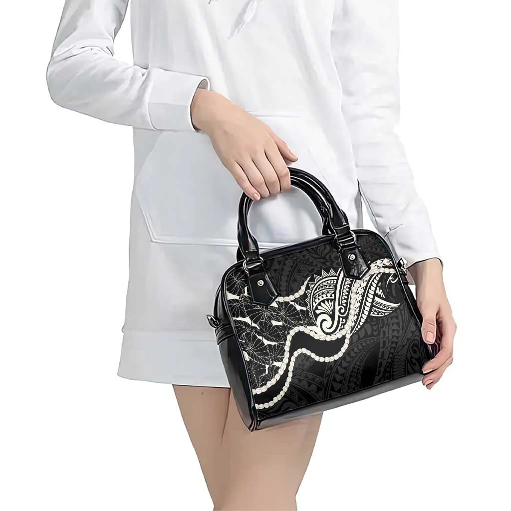 Aloha Hawaii Kalo Pikake Lei Shoulder Handbag Chest Tattoo Black Hawaiian Pattern LT14 - Polynesian Pride