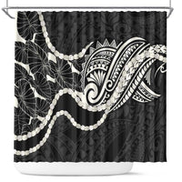Aloha Hawaii Kalo Pikake Lei Shower Curtain Chest Tattoo Black Hawaiian Pattern LT14 Black - Polynesian Pride