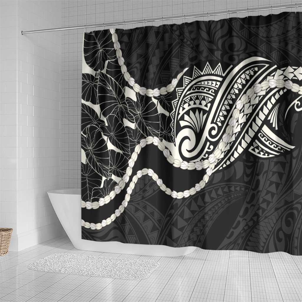 Aloha Hawaii Kalo Pikake Lei Shower Curtain Chest Tattoo Black Hawaiian Pattern LT14 - Polynesian Pride