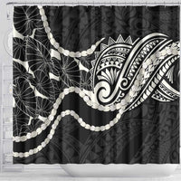 Aloha Hawaii Kalo Pikake Lei Shower Curtain Chest Tattoo Black Hawaiian Pattern LT14 - Polynesian Pride