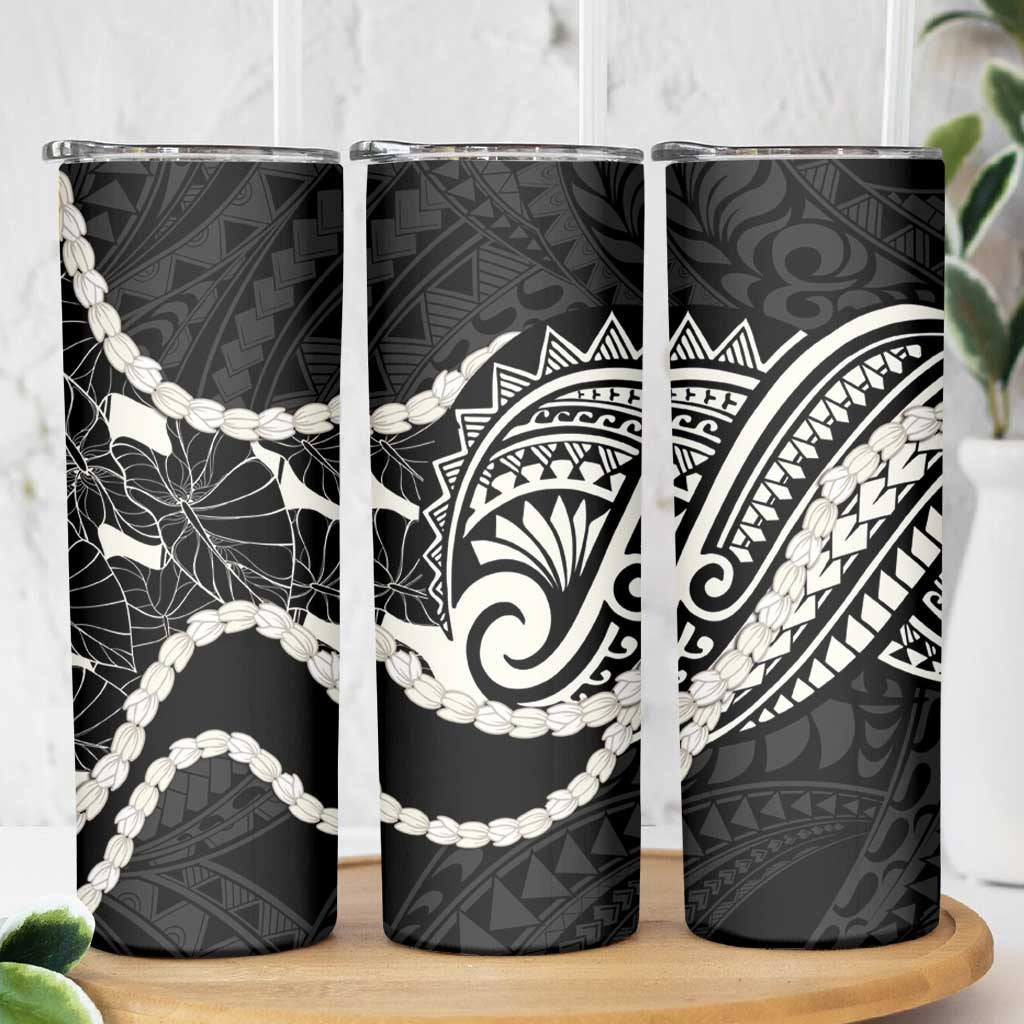 Aloha Hawaii Kalo Pikake Lei Skinny Tumbler Chest Tattoo Black Hawaiian Pattern LT14 - Polynesian Pride