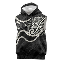 Aloha Hawaii Kalo Pikake Lei Sleeveless Hoodie Chest Tattoo Black Hawaiian Pattern LT14 Black - Polynesian Pride