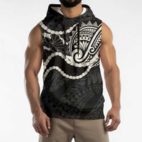 Aloha Hawaii Kalo Pikake Lei Sleeveless Hoodie Chest Tattoo Black Hawaiian Pattern LT14 - Polynesian Pride