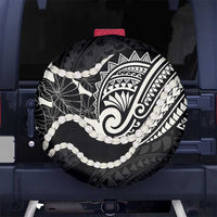 Aloha Hawaii Kalo Pikake Lei Spare Tire Cover Chest Tattoo Black Hawaiian Pattern LT14 No hole Black - Polynesian Pride