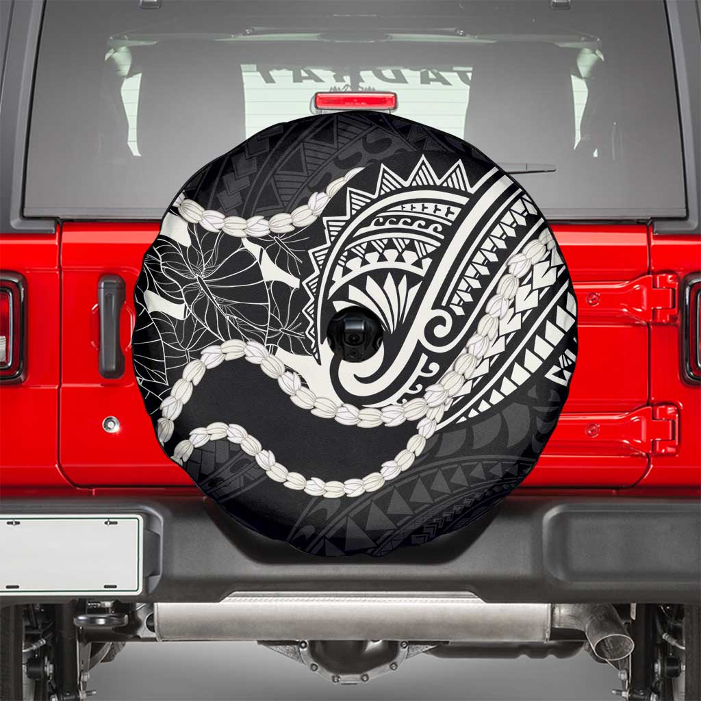 Aloha Hawaii Kalo Pikake Lei Spare Tire Cover Chest Tattoo Black Hawaiian Pattern LT14 - Polynesian Pride