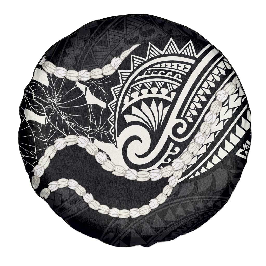 Aloha Hawaii Kalo Pikake Lei Spare Tire Cover Chest Tattoo Black Hawaiian Pattern LT14 - Polynesian Pride