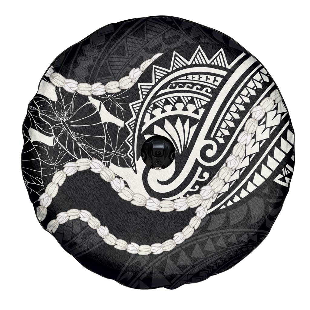 Aloha Hawaii Kalo Pikake Lei Spare Tire Cover Chest Tattoo Black Hawaiian Pattern LT14 - Polynesian Pride