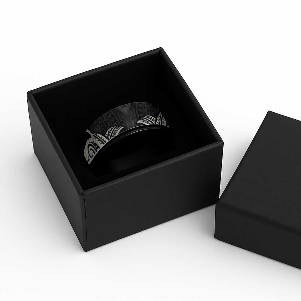 Aloha Hawaii Kalo Pikake Lei Spinner Ring Chest Tattoo Black Hawaiian Pattern LT14 - Polynesian Pride