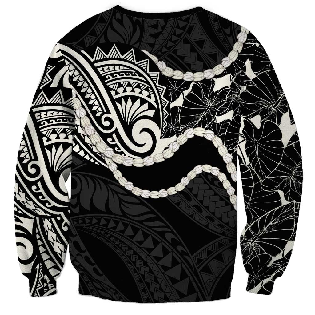 Aloha Hawaii Kalo Pikake Lei Sweatshirt Chest Tattoo Black Hawaiian Pattern