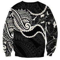 Aloha Hawaii Kalo Pikake Lei Sweatshirt Chest Tattoo Black Hawaiian Pattern