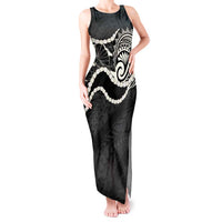 Aloha Hawaii Kalo Pikake Lei Tank Maxi Dress Chest Tattoo Black Hawaiian Pattern LT14 Women Black - Polynesian Pride