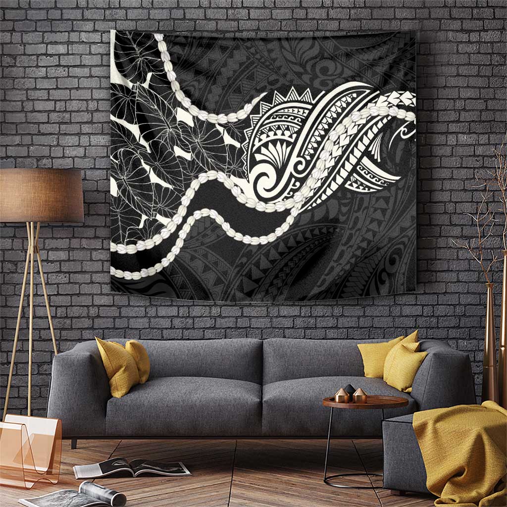 Aloha Hawaii Kalo Pikake Lei Tapestry Chest Tattoo Black Hawaiian Pattern LT14 Black - Polynesian Pride