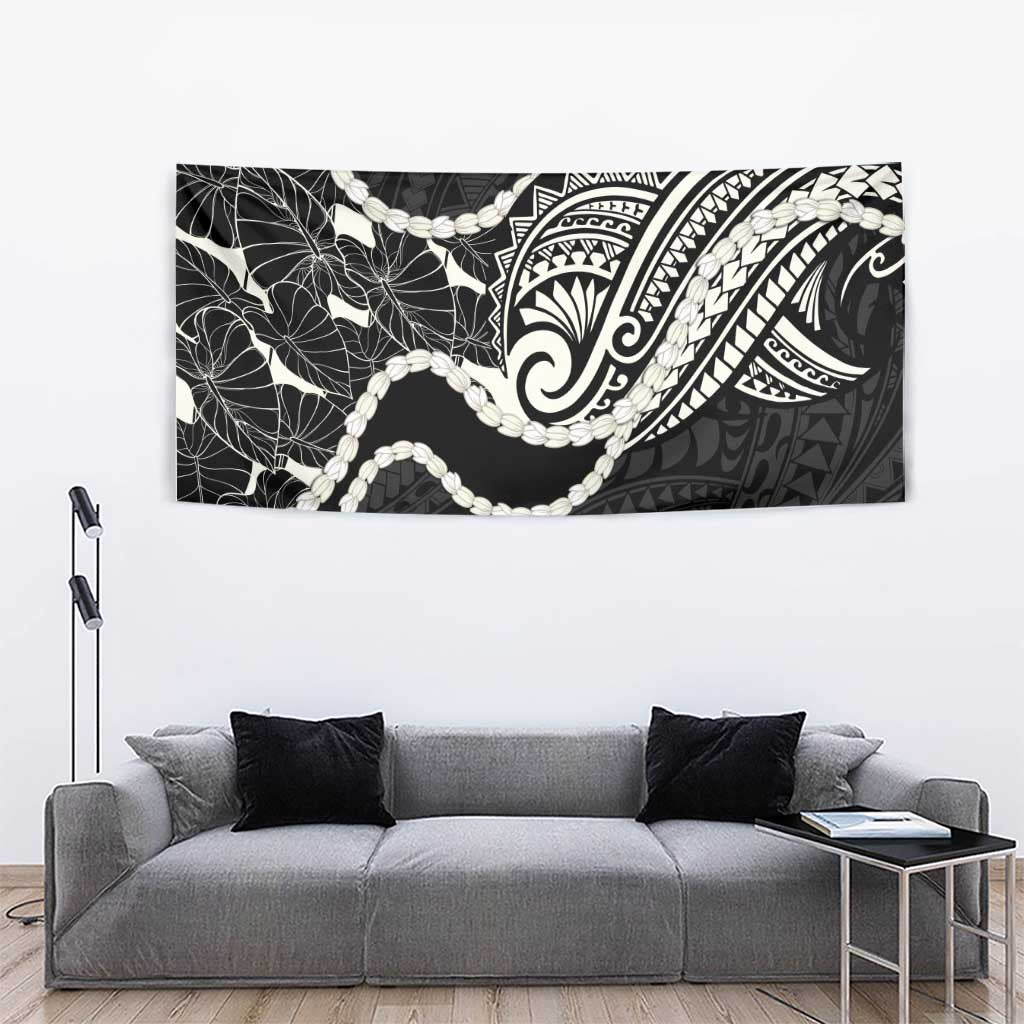 Aloha Hawaii Kalo Pikake Lei Tapestry Chest Tattoo Black Hawaiian Pattern LT14 - Polynesian Pride
