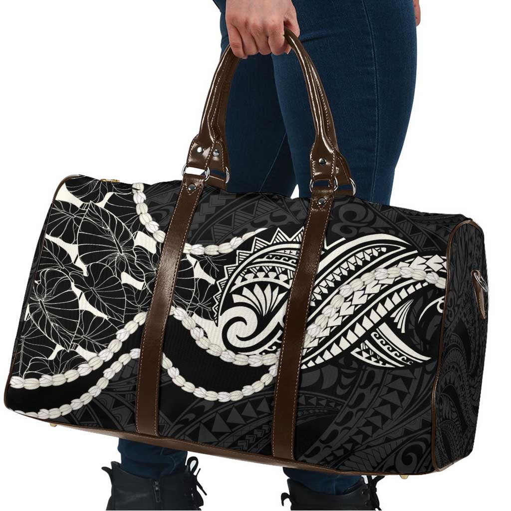 Aloha Hawaii Kalo Pikake Lei Travel Bag Chest Tattoo Black Hawaiian Pattern