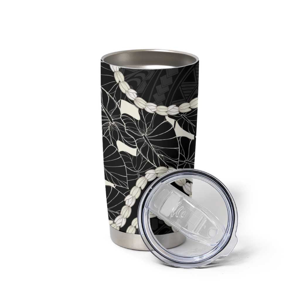 Aloha Hawaii Kalo Pikake Lei Tumbler Cup Chest Tattoo Black Hawaiian Pattern LT14 - Polynesian Pride