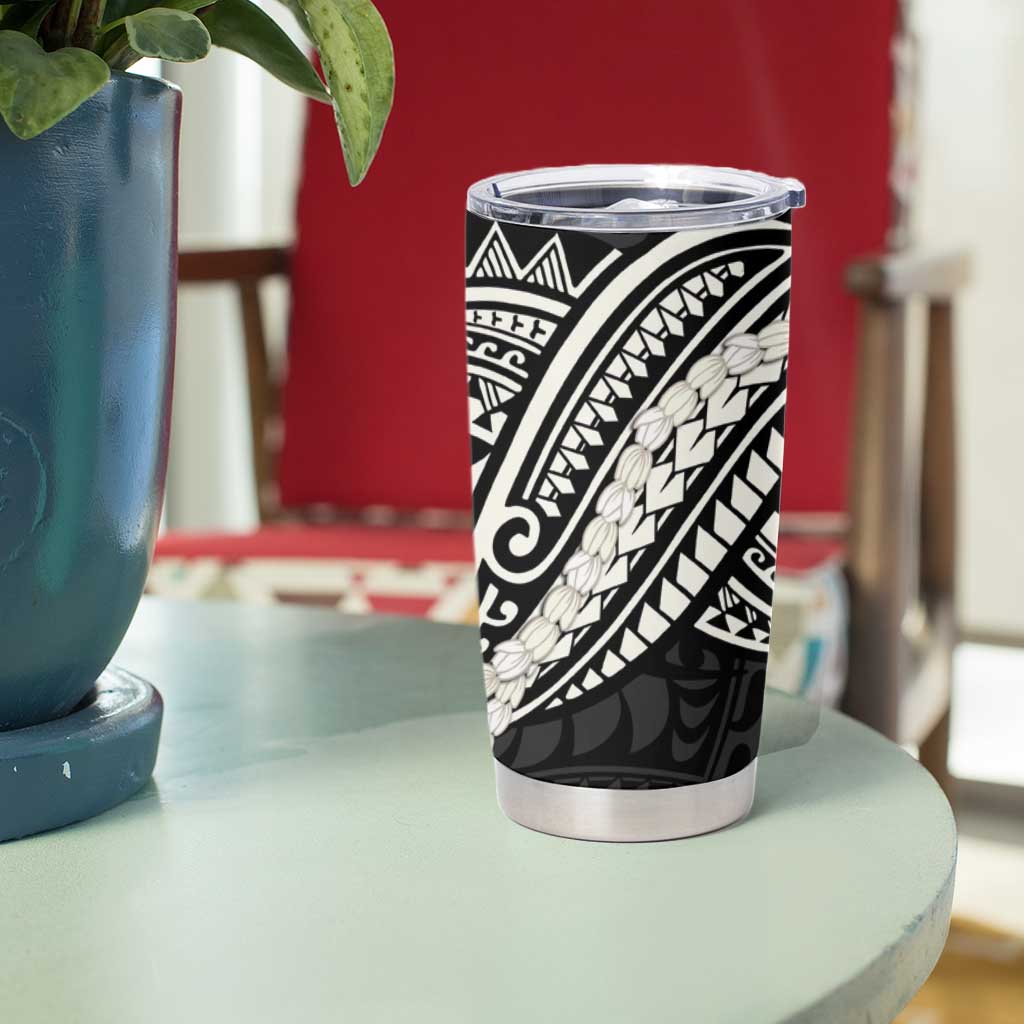 Aloha Hawaii Kalo Pikake Lei Tumbler Cup Chest Tattoo Black Hawaiian Pattern LT14 - Polynesian Pride
