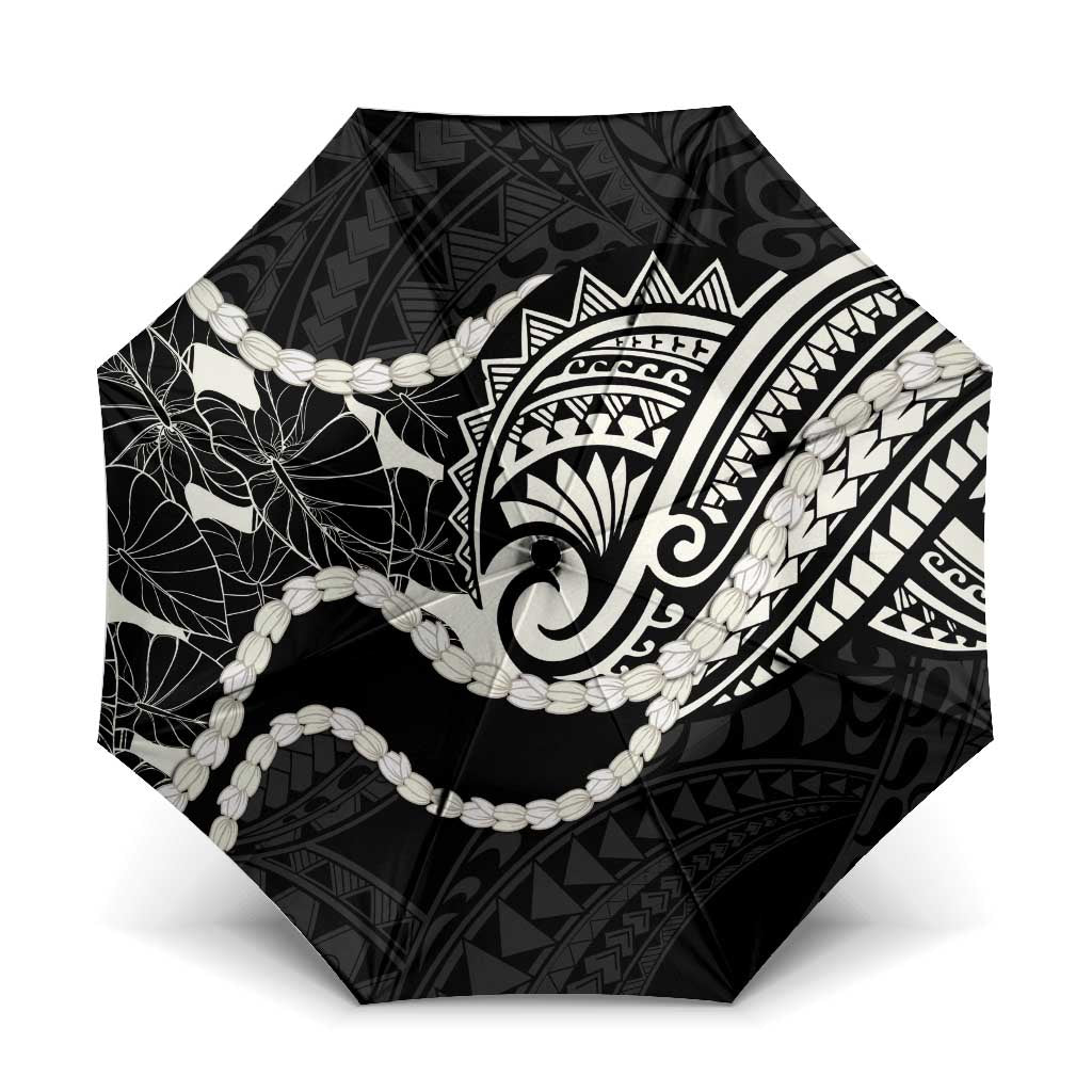 Aloha Hawaii Kalo Pikake Lei Umbrella Chest Tattoo Black Hawaiian Pattern