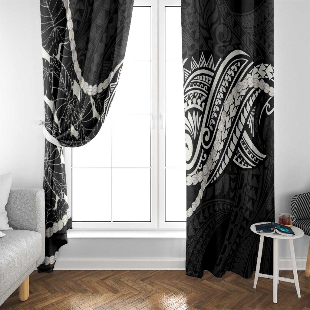 Aloha Hawaii Kalo Pikake Lei Window Curtain Chest Tattoo Black Hawaiian Pattern LT14 - Polynesian Pride