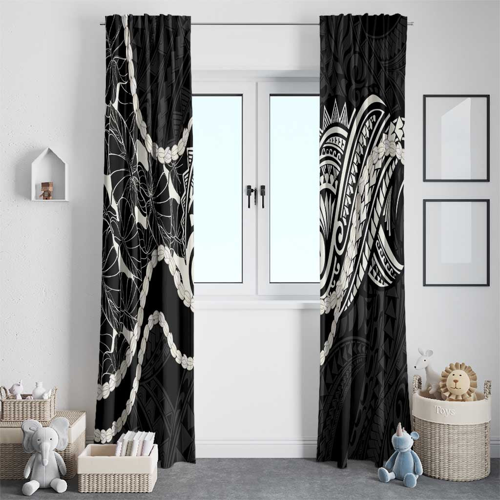 Aloha Hawaii Kalo Pikake Lei Window Curtain Chest Tattoo Black Hawaiian Pattern LT14 - Polynesian Pride