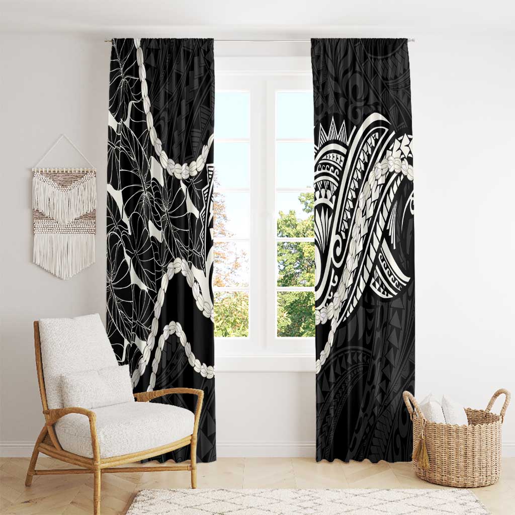 Aloha Hawaii Kalo Pikake Lei Window Curtain Chest Tattoo Black Hawaiian Pattern LT14 - Polynesian Pride