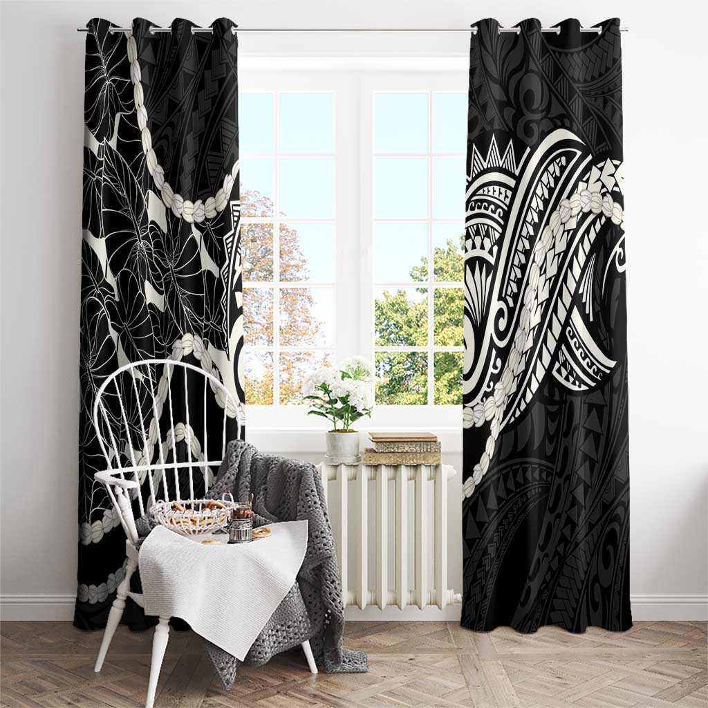Aloha Hawaii Kalo Pikake Lei Window Curtain Chest Tattoo Black Hawaiian Pattern LT14 - Polynesian Pride