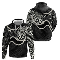 Aloha Hawaii Kalo Pikake Lei Zip Hoodie Chest Tattoo Black Hawaiian Pattern LT14 - Polynesian Pride