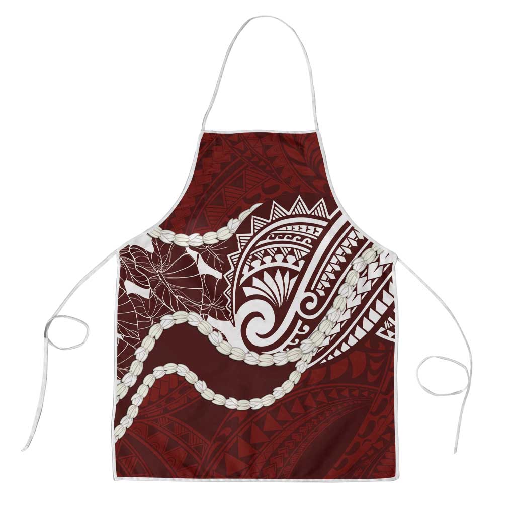 Aloha Hawaii Kalo Pikake Lei Apron Chest Tattoo Oxblood Hawaiian Pattern