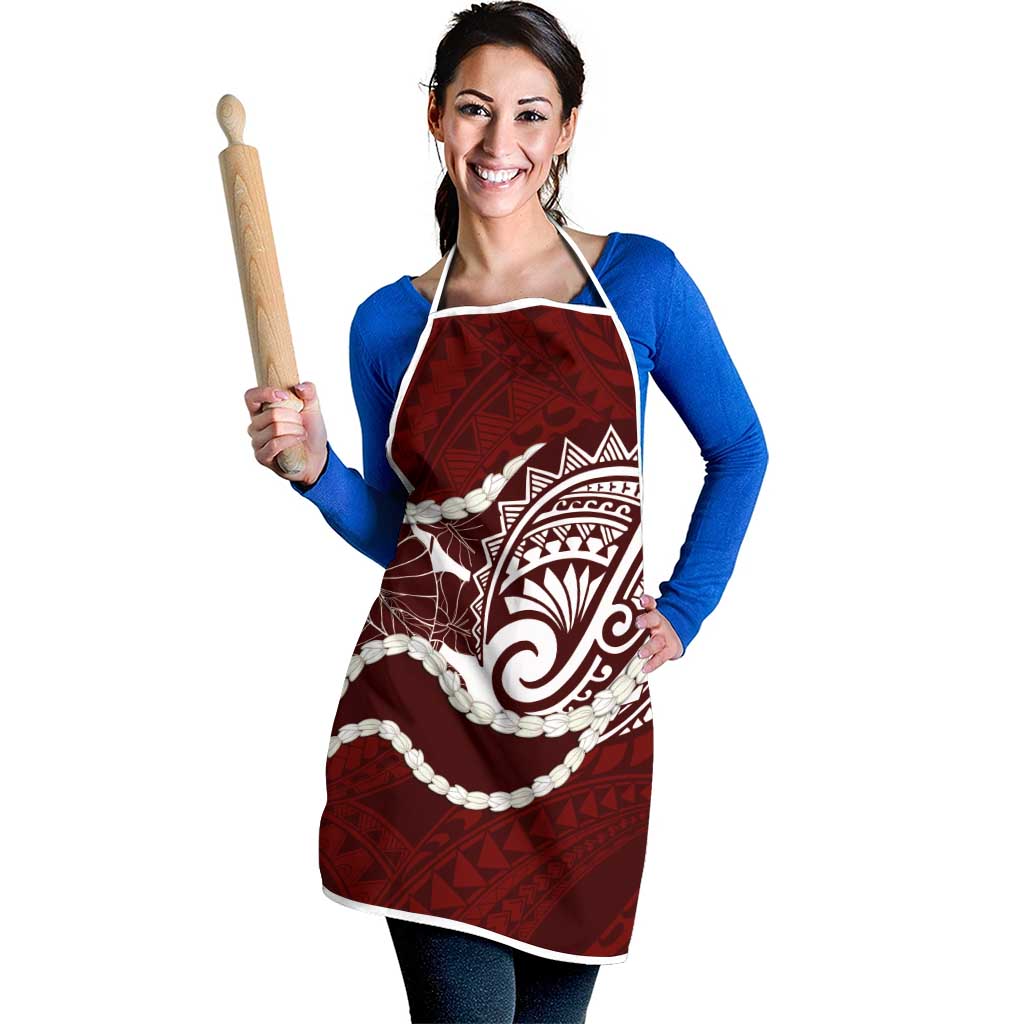 Aloha Hawaii Kalo Pikake Lei Apron Chest Tattoo Oxblood Hawaiian Pattern LT14 - Polynesian Pride