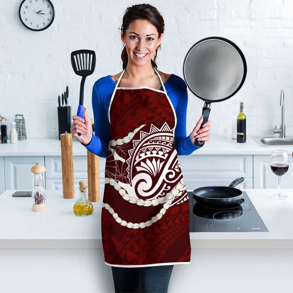 Aloha Hawaii Kalo Pikake Lei Apron Chest Tattoo Oxblood Hawaiian Pattern LT14 - Polynesian Pride