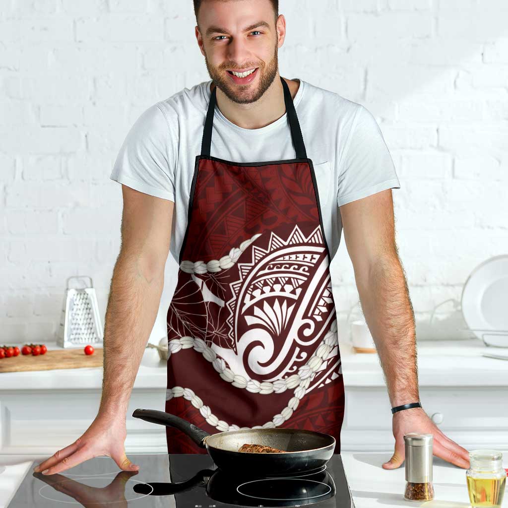Aloha Hawaii Kalo Pikake Lei Apron Chest Tattoo Oxblood Hawaiian Pattern LT14 - Polynesian Pride