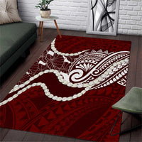 Aloha Hawaii Kalo Pikake Lei Area Rug Chest Tattoo Oxblood Hawaiian Pattern LT14 Oxblood - Polynesian Pride