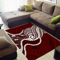 Aloha Hawaii Kalo Pikake Lei Area Rug Chest Tattoo Oxblood Hawaiian Pattern LT14 - Polynesian Pride