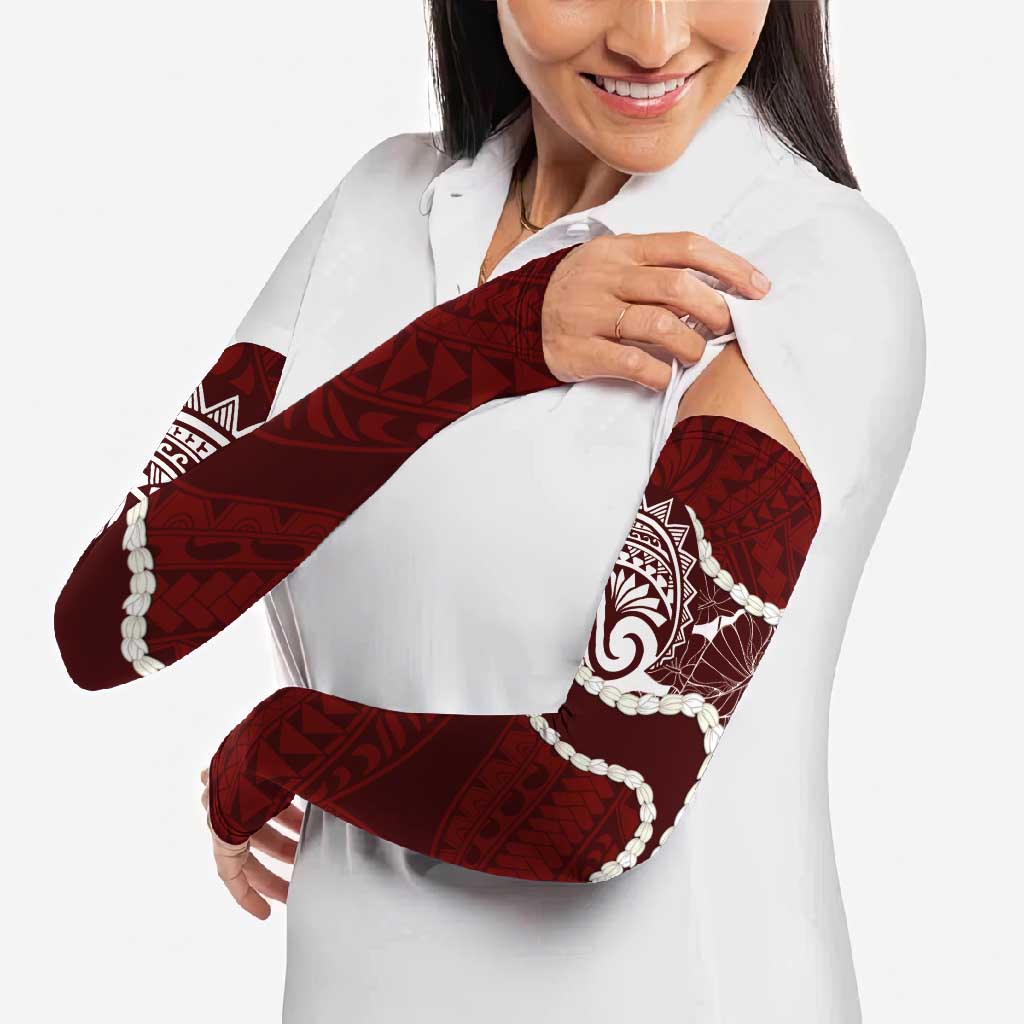 Aloha Hawaii Kalo Pikake Lei Arm Sleeves Chest Tattoo Oxblood Hawaiian Pattern LT14 - Polynesian Pride