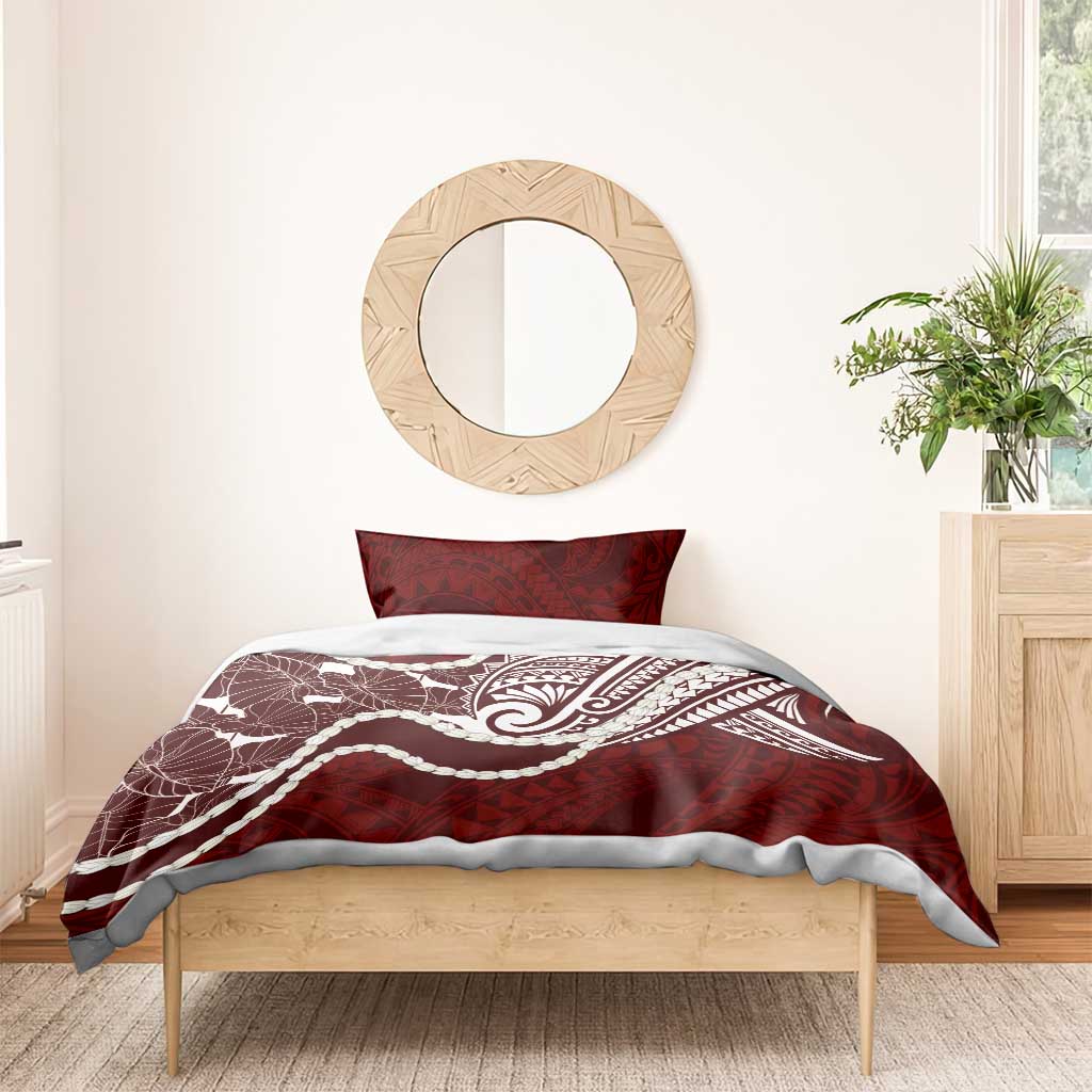 Aloha Hawaii Kalo Pikake Lei Bedding Set Chest Tattoo Oxblood Hawaiian Pattern LT14 - Polynesian Pride