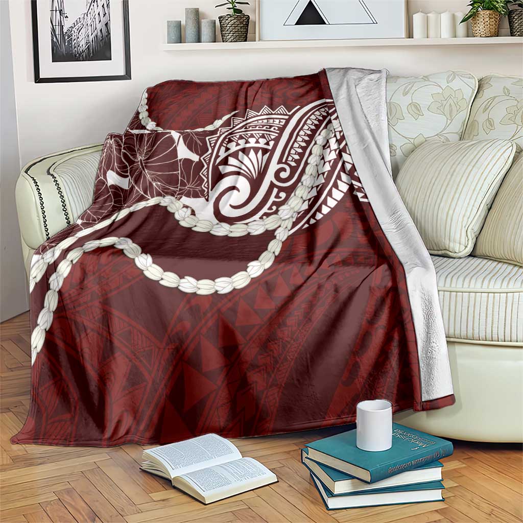 Aloha Hawaii Kalo Pikake Lei Blanket Chest Tattoo Oxblood Hawaiian Pattern LT14 Oxblood - Polynesian Pride